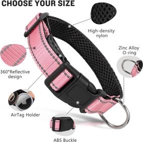 img 2 attached to 🐾 Reflective AirTag Dog Collar - Pink Nylon, Breathable & Waterproof, Airtag Holder, Tracking Collar for Medium Dogs