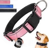 🐾 reflective airtag dog collar - pink nylon, breathable & waterproof, airtag holder, tracking collar for medium dogs logo