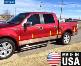 img 2 attached to Made In USA! Compatible With 2004-2008 Ford F150 Crew Cab 5.5' Short Bed W/Fender Flare Rocker Panel Chrome Stainless Steel Body Side Moulding Molding Trim Cover 7" Wide 12PC