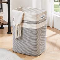 🧺 oiahomy laundry hamper: stylish cotton storage basket with handles for living room, toys, pillows, clothes- gray (16x13x22in) logo