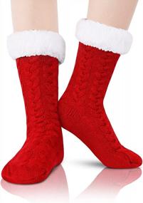 img 3 attached to Stay Warm And Cozy With Zmart'S Secret Santa Fuzzy Slipper Fluffy Socks For Women And Teen Girls