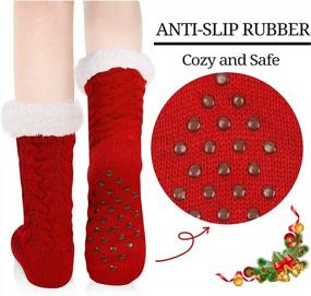 img 2 attached to Stay Warm And Cozy With Zmart'S Secret Santa Fuzzy Slipper Fluffy Socks For Women And Teen Girls
