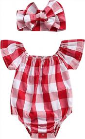 img 4 attached to Newborn Baby Girls Striped Jumpsuit Romper Outfit With Headband 0-24 Months