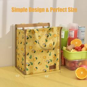 img 3 attached to VAGREEZ Large Waterproof Insulated Lunch Bag For Men And Women, Yellow With Coffee Trim