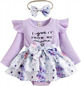 img 4 attached to Stylish Winter Wear For Baby Girls: HZYKOK Floral Dress Long Sleeve Romper With Headband