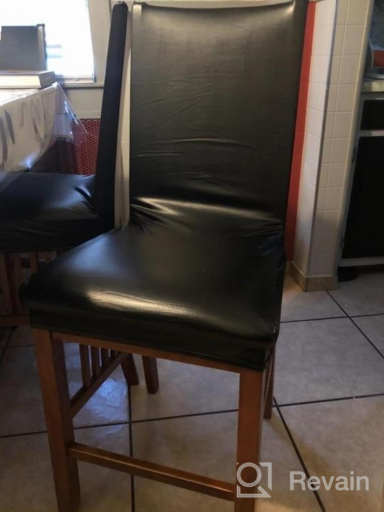 img 1 attached to Protect Your Dining Chairs In Style With Fuloon PU Leather Slipcovers - Water And Oil Proof Covers For 4 Sets In Gray review by Holly Hernandez