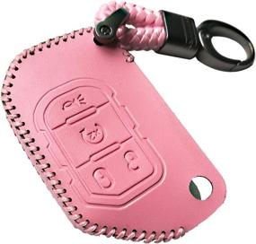 img 1 attached to Premium Pink Leather Flip Key Case Cover for Jeep Wrangler JL JLU Rubicon Gladiator JT 2018-2021 (Part Number: 68292944AA)