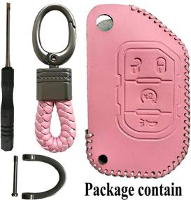 img 2 attached to Premium Pink Leather Flip Key Case Cover for Jeep Wrangler JL JLU Rubicon Gladiator JT 2018-2021 (Part Number: 68292944AA)