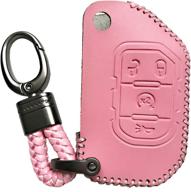 premium pink leather flip key case cover for jeep wrangler jl jlu rubicon gladiator jt 2018-2021 (part number: 68292944aa) логотип