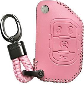 img 4 attached to Premium Pink Leather Flip Key Case Cover for Jeep Wrangler JL JLU Rubicon Gladiator JT 2018-2021 (Part Number: 68292944AA)