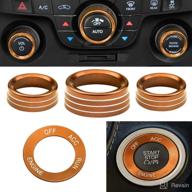 control knob covers，engine start stop sticker volume ac radio switch button decal trim aluminum alloy rings compatible with dodge challenger/charger (2015-2021) 4 pcs- orange logo