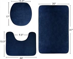 img 2 attached to FEELSO Memory Foam Bath Mat, 3 Piece Rugs Soft Non Slip And Absorbent Bathroom Carpet, 20X31 Inches Floor Mat, 20X22 Inches U-Shaped Contour Rug And Toilet Lid Cover For Tub Shower & Bath Room, Blue