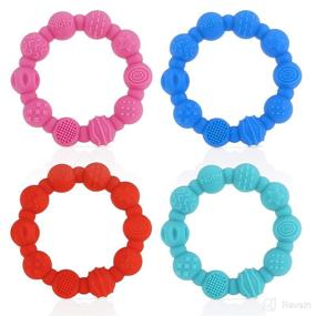 img 2 attached to 🍼 Nuby 100% Silicone Teether Ring for babies 3 months and up - Assorted Colors (Variation Possible)