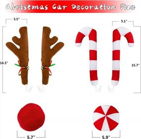 img 3 attached to Christmas Car Decoration Set - Reindeer Antlers With Plush Bells, Candy Cane Nose And Rudolph Design For SUV, Van, Truck Window Grille - 2 Pairs Included!