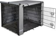 🐶 yotache dog crate cover for 36" medium double door wire dog cage: lightweight gray pet kennel cover - waterproof & windproof polyester indoor/outdoor shield логотип