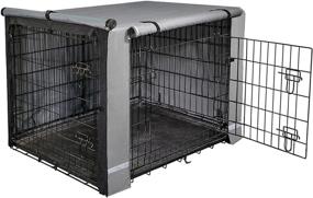 img 4 attached to 🐶 Yotache Dog Crate Cover for 36" Medium Double Door Wire Dog Cage: Lightweight Gray Pet Kennel Cover - Waterproof & Windproof Polyester Indoor/Outdoor Shield