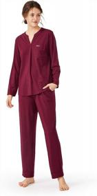 img 4 attached to Women'S Modal Pajama Set - Soft Long Sleeve Sleepwear Top & Pants (S-XL)