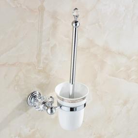 img 2 attached to Wall Mounted Toilet Brush Holder With Solid Brass Crystal Deco Chrome Silver Bowl HK-44L