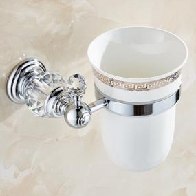 img 1 attached to Wall Mounted Toilet Brush Holder With Solid Brass Crystal Deco Chrome Silver Bowl HK-44L