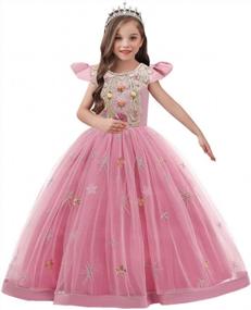 img 4 attached to Puffy Tulle Ball Gowns For Little Girls: Flower Lace Long Princess Dress Ideal For Wedding, Bridesmaid, Pageant, Party, And Communion
