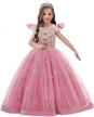 puffy tulle ball gowns for little girls: flower lace long princess dress ideal for wedding, bridesmaid, pageant, party, and communion logo