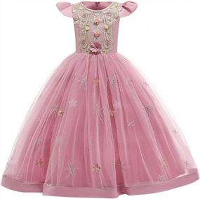 img 3 attached to Puffy Tulle Ball Gowns For Little Girls: Flower Lace Long Princess Dress Ideal For Wedding, Bridesmaid, Pageant, Party, And Communion