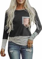 👚 diukia women's stylish printed color block long sleeve tops with patch pocket - tunic shirt in sizes s-2xl logo