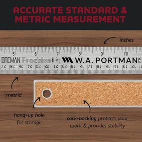 img 1 attached to Breman 18 Inch Stainless Steel Precision Ruler With Metric And Imperial Measurement - Durable Cork Back And Flexible Design