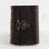 ancicraft leather journal lined diary notebook a6 with flower vase lock by handmade ruled craft paper with gift box (a6-flower vase-lined craft paper) logo