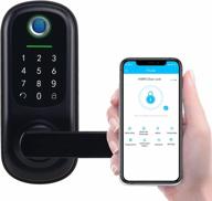 fingerprint door lock with keyless entry, reversible handle, app control for home office apartment (black) logo