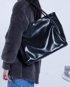 img 1 attached to Sophisticated And Spacious: Slocyclub Vegan Leather Tote - Your Ideal Companion