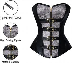img 1 attached to Get Edgy And Flattering: Charmian'S Spiral Steel Boned Steampunk Gothic Bustier Corset With Chains For Women