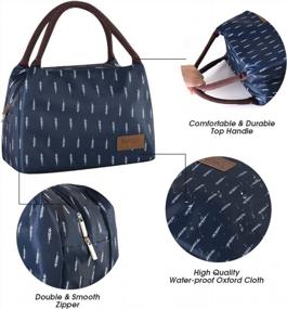 img 2 attached to Сохраняйте прохладу со стильной синей сумкой для ланча Buringer с изоляцией из перьев - идеально подходит для работы, пикников и путешествий!