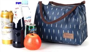 img 3 attached to Сохраняйте прохладу со стильной синей сумкой для ланча Buringer с изоляцией из перьев - идеально подходит для работы, пикников и путешествий!