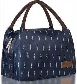 img 4 attached to Сохраняйте прохладу со стильной синей сумкой для ланча Buringer с изоляцией из перьев - идеально подходит для работы, пикников и путешествий!