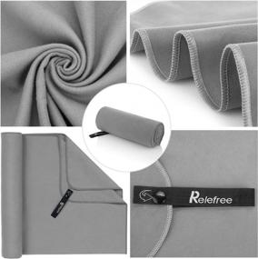 img 2 attached to 2-Pack Relefree Microfiber Towel: Quick-Drying, Super Absorbent & Ultra Compact For Yoga, Gym, Travel, Hiking & More (Grey)
