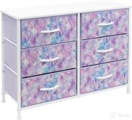 👗 sorbus 6-drawer dresser - bedroom storage chest with fabric bins, steel frame and wood top - ideal for hallway, closet, and office organization (blue/pink/purple tie-dye) logo