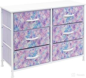 img 4 attached to 👗 Sorbus 6-Drawer Dresser - Bedroom Storage Chest with Fabric Bins, Steel Frame and Wood Top - Ideal for Hallway, Closet, and Office Organization (Blue/Pink/Purple Tie-dye)