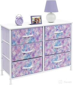 img 2 attached to 👗 Sorbus 6-Drawer Dresser - Bedroom Storage Chest with Fabric Bins, Steel Frame and Wood Top - Ideal for Hallway, Closet, and Office Organization (Blue/Pink/Purple Tie-dye)