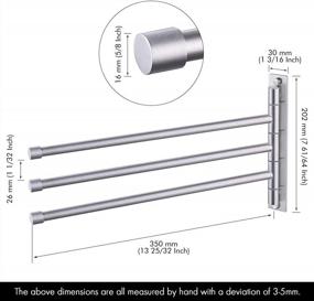 img 3 attached to Stylish And Durable Stainless Steel Swivel Towel Rack With 3 Arms For Wall-Mounting, Ideal For Hand Towels - A2102S3-2 By KES, 13.8 Inch Bathroom Swing Towel Bars In Brushed Finish