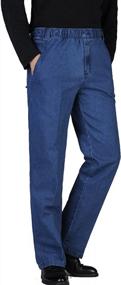 img 1 attached to Comfortable And Stylish: Zoulee Men'S Full Elastic Waist Denim Pull-On Pants