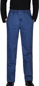 img 3 attached to Comfortable And Stylish: Zoulee Men'S Full Elastic Waist Denim Pull-On Pants