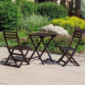 img 2 attached to DTY Outdoor Living Espresso Eucalyptus Twin Lakes 3-Piece Café Bistro Set With Square Table - Perfect Patio Furniture