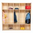 unassembled wooden five-section locker unit without seat by sprogs - spg-4155 logo
