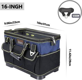 img 3 attached to Large 16-Inch Tool Bag With Durable ABS Plastic Molded Base And Adjustable Shoulder Strap, Perfect For Electricians, Carpenters, Plumbers, Mechanics, And DIY Enthusiasts.