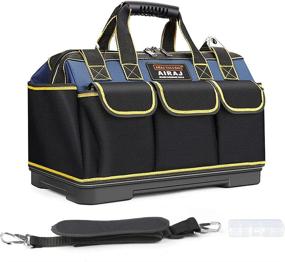 img 4 attached to Large 16-Inch Tool Bag With Durable ABS Plastic Molded Base And Adjustable Shoulder Strap, Perfect For Electricians, Carpenters, Plumbers, Mechanics, And DIY Enthusiasts.