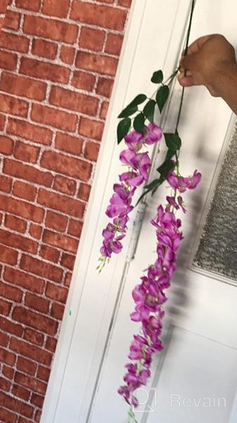 img 1 attached to 6Pcs Purple Artificial Silk Wisteria Vine Rattan Garland - Perfect For Weddings, Parties & Home Decorations! review by Chris Bertoli