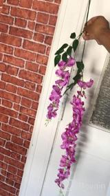 img 6 attached to 6Pcs Purple Artificial Silk Wisteria Vine Rattan Garland - Perfect For Weddings, Parties & Home Decorations!