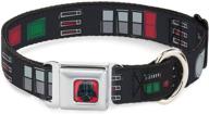 buckle-down star wars darth vader utility belt dog collar with seatbelt buckle | adjustable sizes for small, medium, and large dogs | black, grays, and reds bounding3 design logo