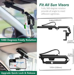 img 2 attached to 📱 ILKCC Green Sun Visor Car Phone Holder: 1080° Rotatable and Foldable Mount